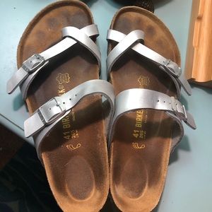 Metallic silver Mayari Birkenstock 41 lightly used